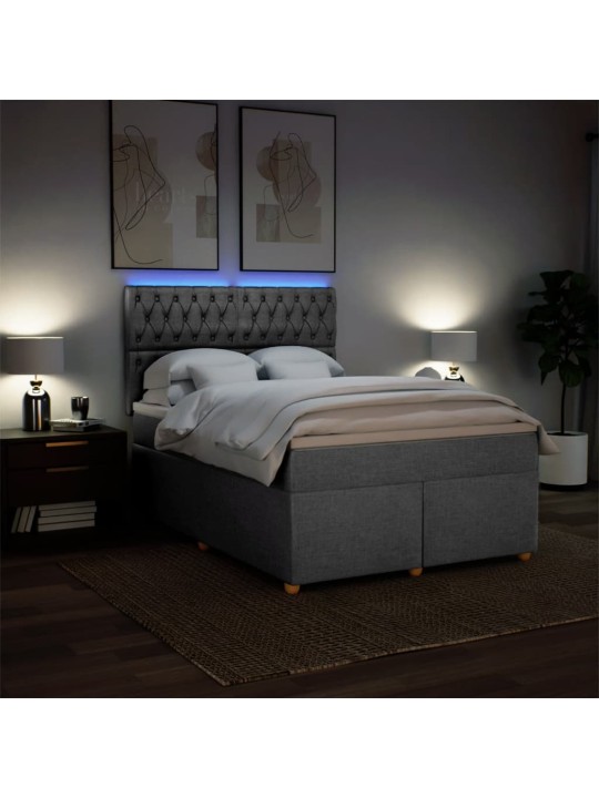 Box spring postel s matrací světle šedá 140 x 200 cm textil