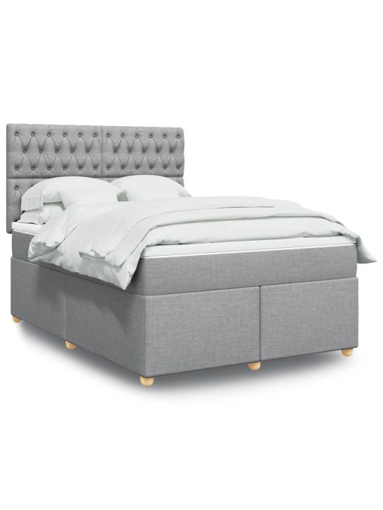 Box spring postel s matrací světle šedá 140 x 200 cm textil