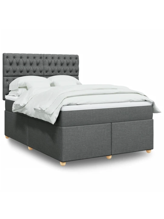 Box spring postel s matrací tmavě šedá 140x200 cm textil