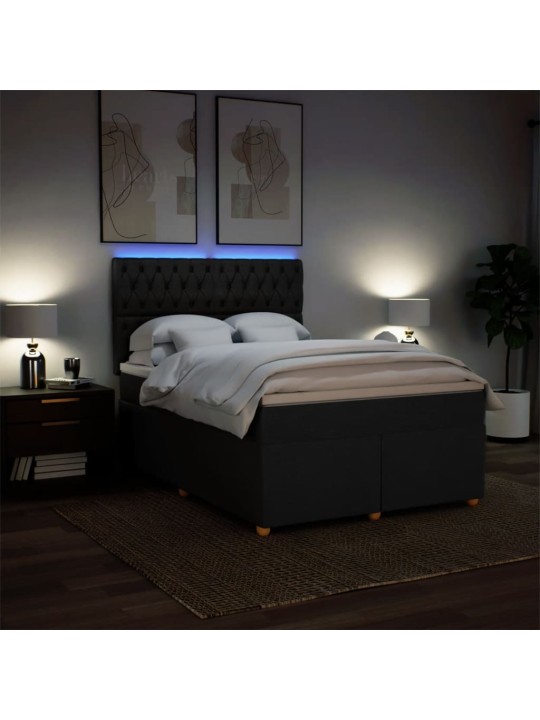 Box spring postel s matrací černá 140x200 cm textil