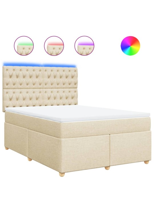 Box spring postel s matrací krémová 140x200 cm textil