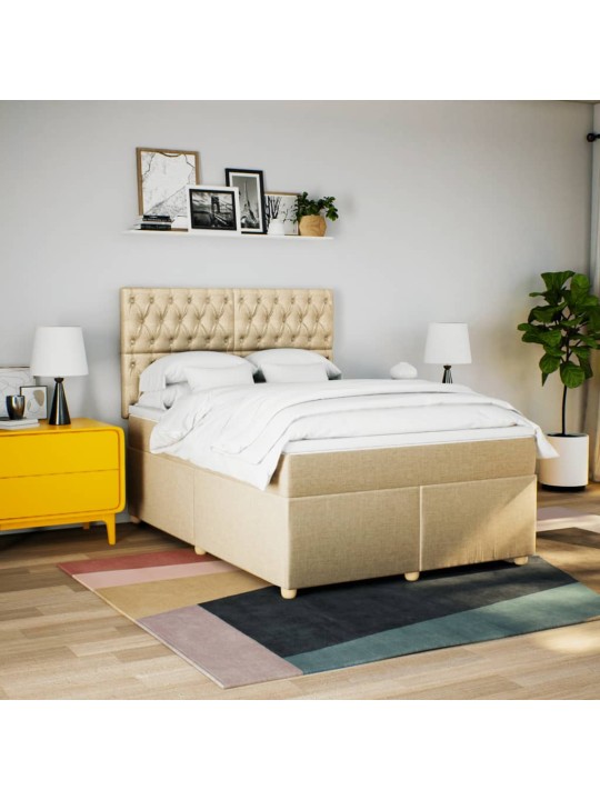 Box spring postel s matrací krémová 140x200 cm textil