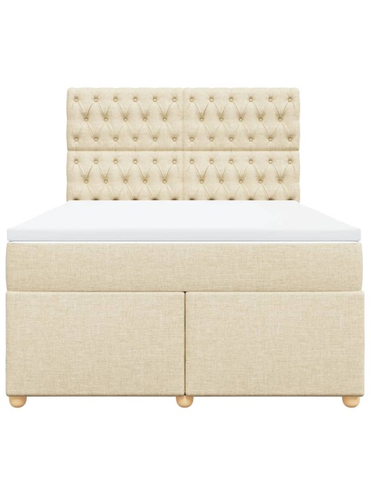 Box spring postel s matrací krémová 140x200 cm textil