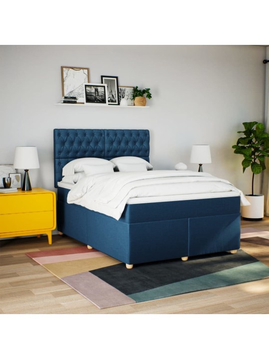 Box spring postel s matrací modrá 140x200 cm textil