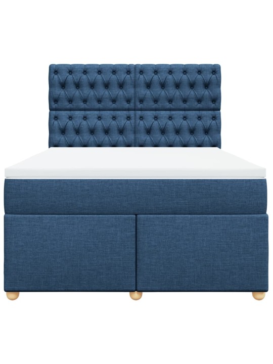 Box spring postel s matrací modrá 140x200 cm textil