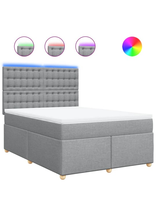 Box spring postel s matrací světle šedá 140 x 200 cm textil