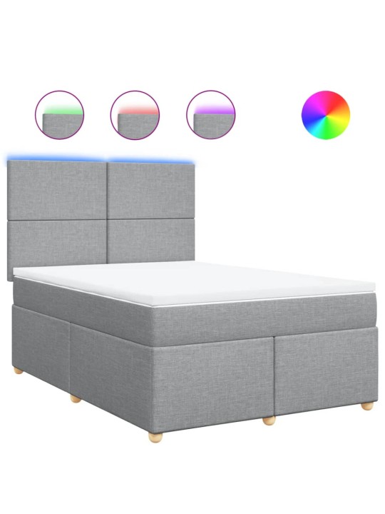 Box spring postel s matrací světle šedá 160 x 200 cm textil