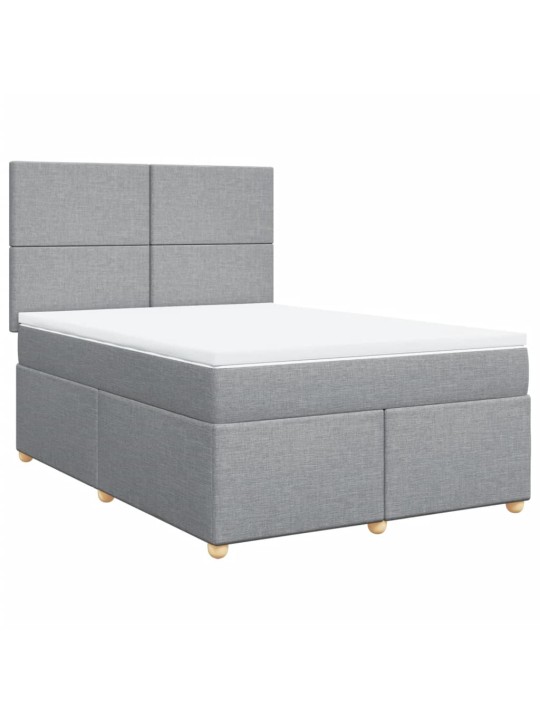 Box spring postel s matrací světle šedá 160 x 200 cm textil