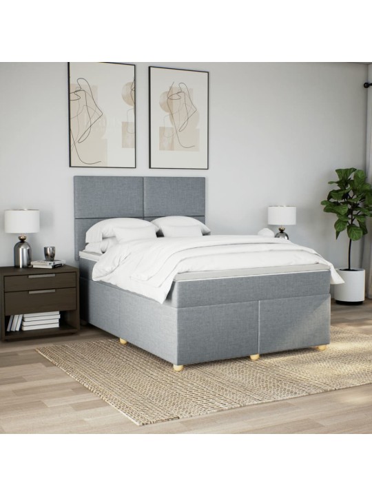 Box spring postel s matrací světle šedá 160 x 200 cm textil