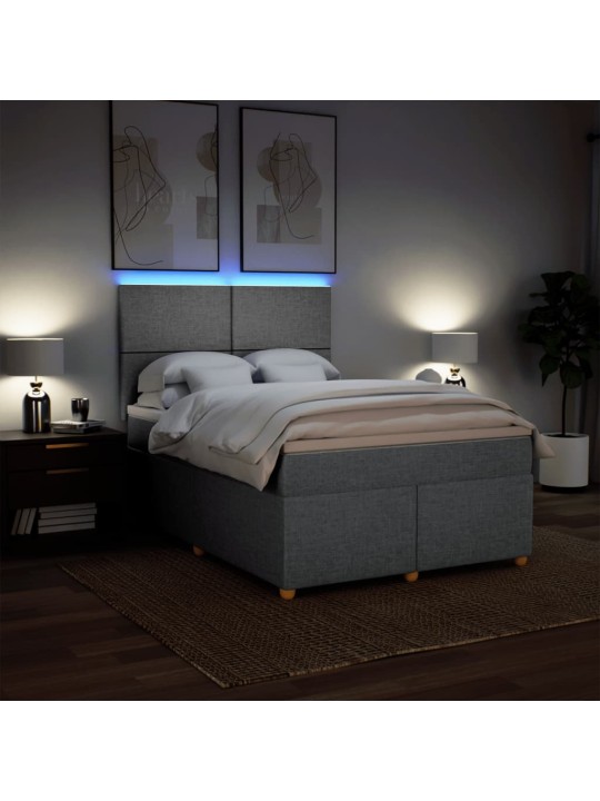 Box spring postel s matrací světle šedá 160 x 200 cm textil