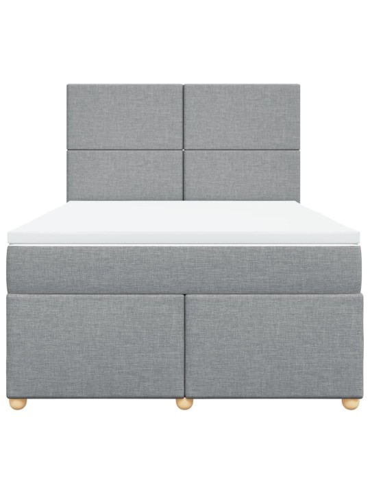 Box spring postel s matrací světle šedá 160 x 200 cm textil