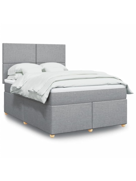 Box spring postel s matrací světle šedá 160 x 200 cm textil