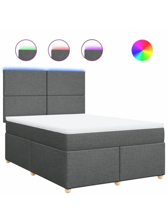Box spring postel s matrací tmavě šedá 160x200 cm textil