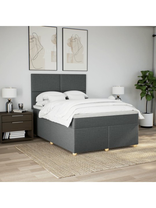 Box spring postel s matrací tmavě šedá 160x200 cm textil
