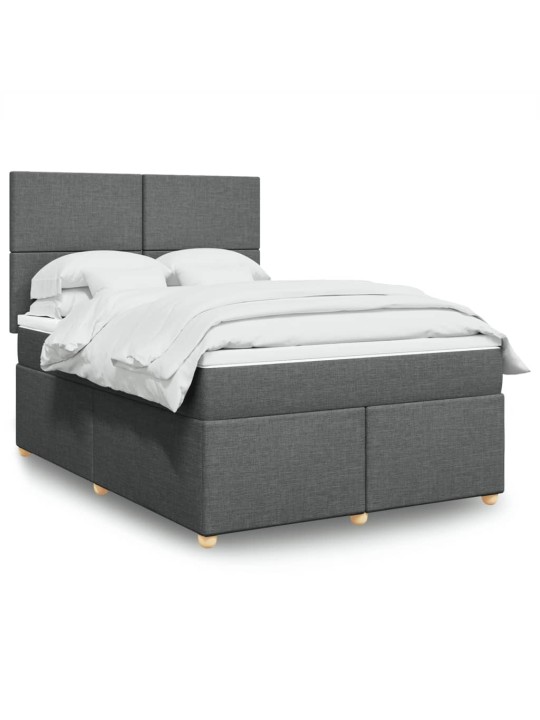 Box spring postel s matrací tmavě šedá 160x200 cm textil
