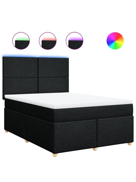 Box spring postel s matrací černá 160x200 cm textil