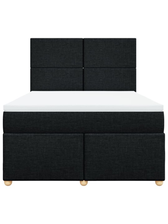 Box spring postel s matrací černá 160x200 cm textil