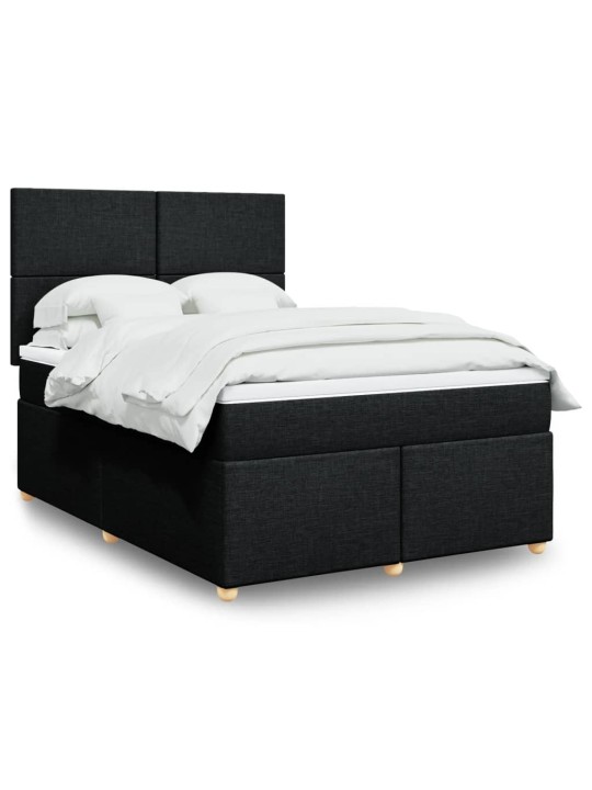 Box spring postel s matrací černá 160x200 cm textil