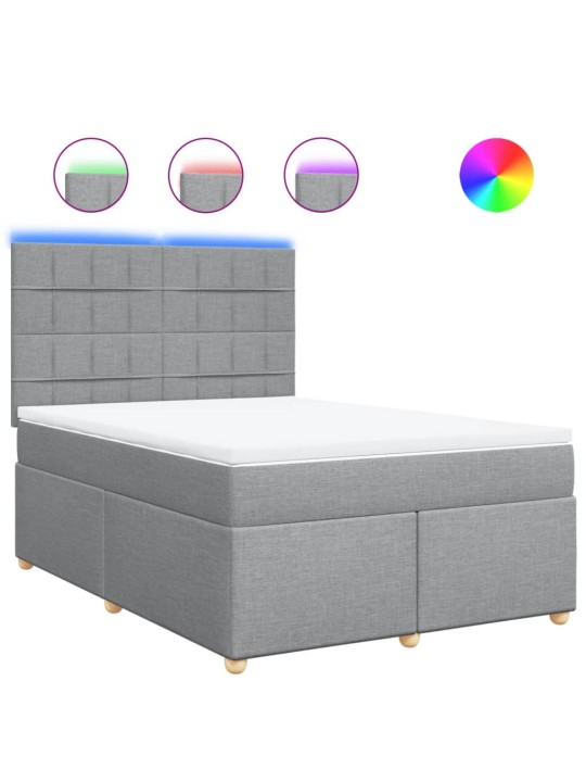 Box spring postel s matrací světle šedá 160 x 200 cm textil
