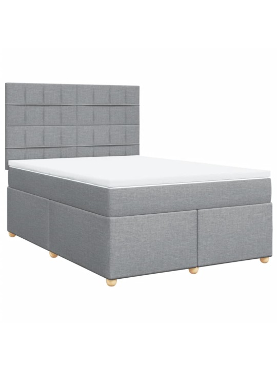 Box spring postel s matrací světle šedá 160 x 200 cm textil