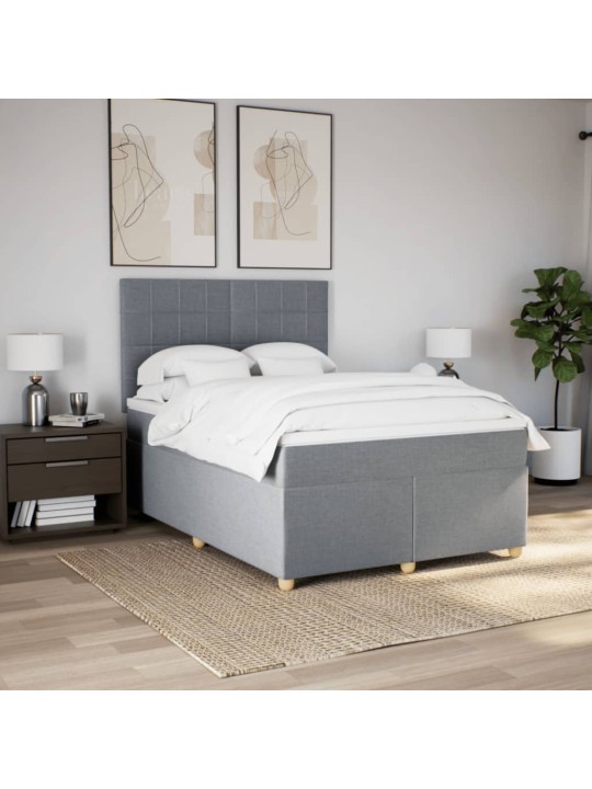 Box spring postel s matrací světle šedá 160 x 200 cm textil