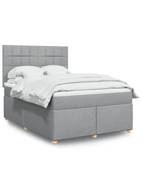 Box spring postel s matrací světle šedá 160 x 200 cm textil