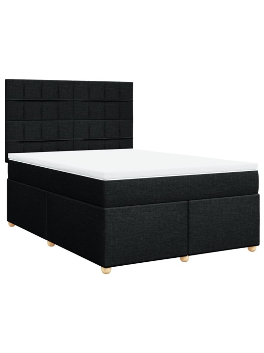Box spring postel s matrací černá 160x200 cm textil