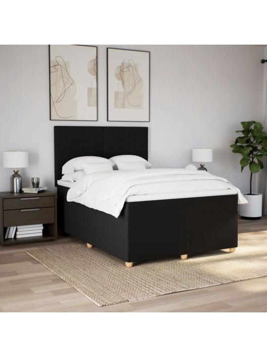 Box spring postel s matrací černá 160x200 cm textil