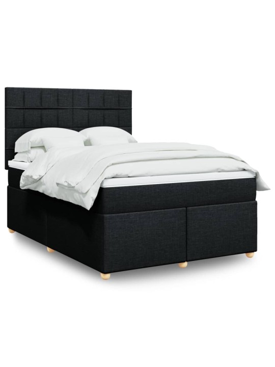 Box spring postel s matrací černá 160x200 cm textil