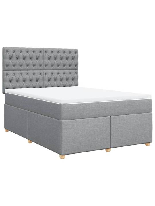 Box spring postel s matrací světle šedá 160 x 200 cm textil