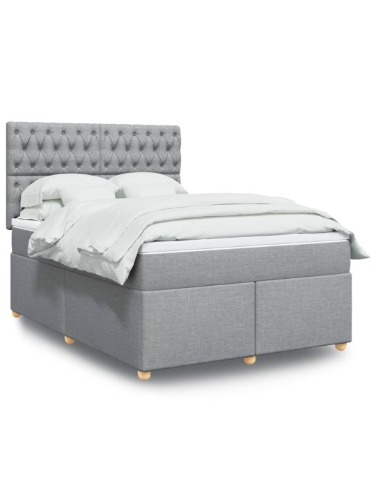 Box spring postel s matrací světle šedá 160 x 200 cm textil