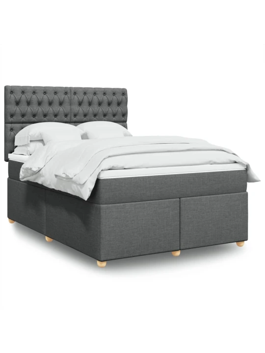 Box spring postel s matrací tmavě šedá 160x200 cm textil
