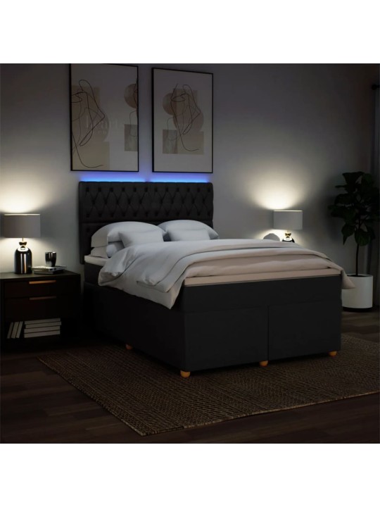 Box spring postel s matrací černá 160x200 cm textil