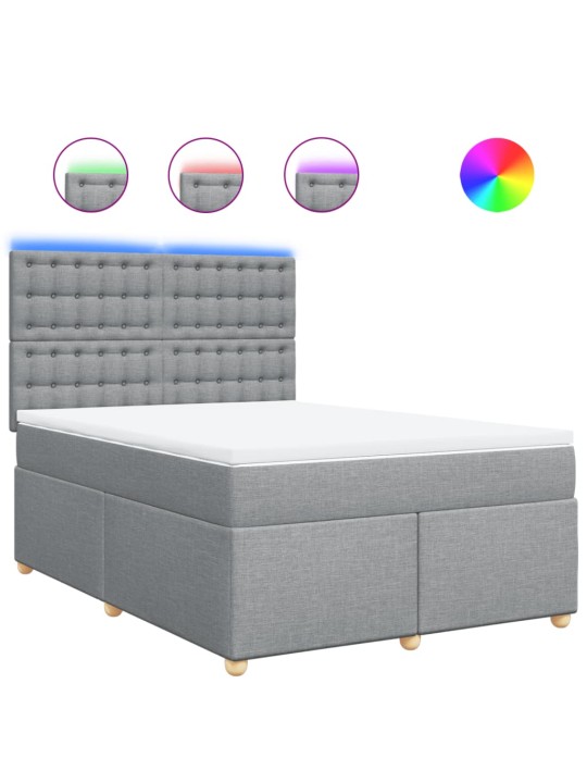 Box spring postel s matrací světle šedá 160 x 200 cm textil