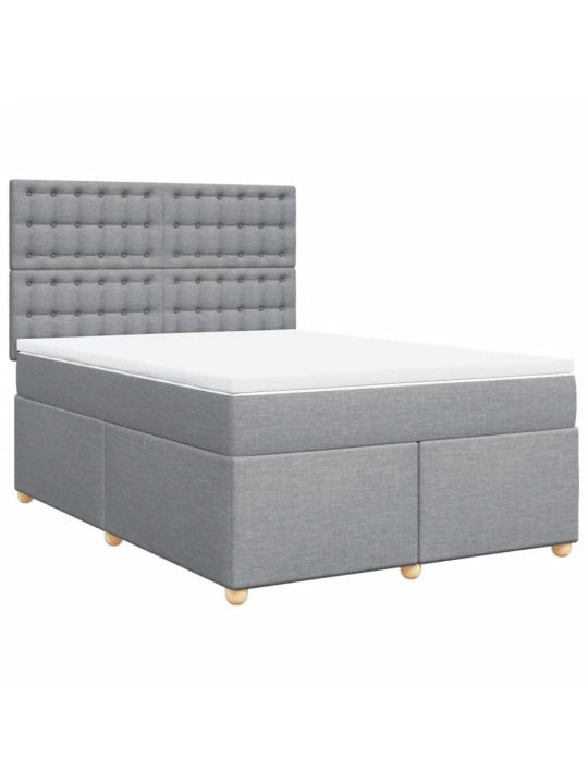 Box spring postel s matrací světle šedá 160 x 200 cm textil