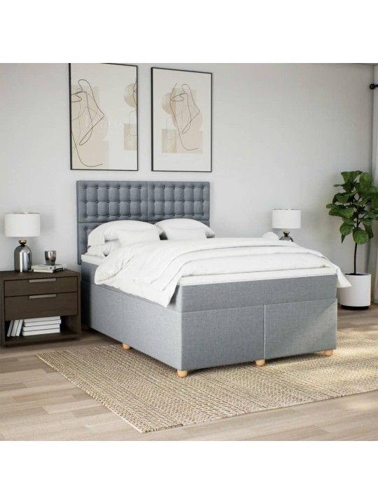 Box spring postel s matrací světle šedá 160 x 200 cm textil