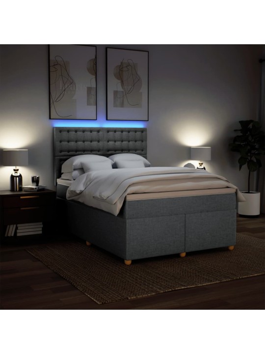 Box spring postel s matrací světle šedá 160 x 200 cm textil