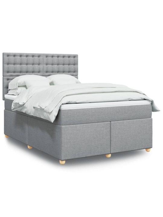 Box spring postel s matrací světle šedá 160 x 200 cm textil