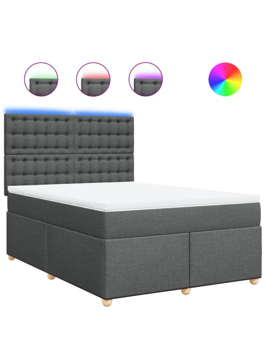 Box spring postel s matrací tmavě šedá 160x200 cm textil
