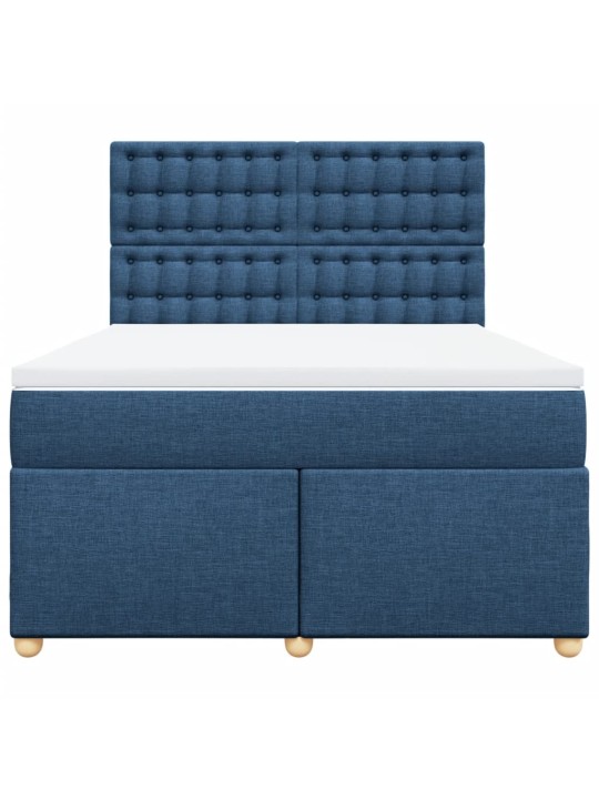Box spring postel s matrací modrá 160x200 cm textil