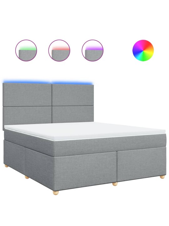 Box spring postel s matrací světle šedá 180 x 200 cm textil