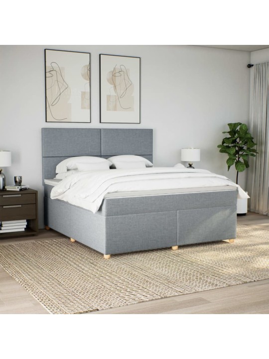 Box spring postel s matrací světle šedá 180 x 200 cm textil