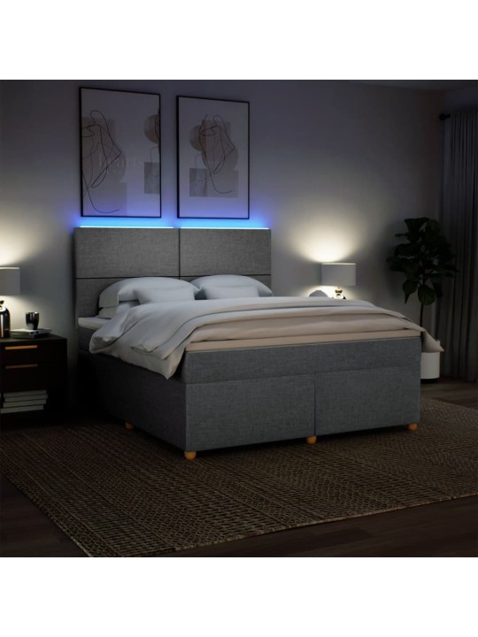 Box spring postel s matrací světle šedá 180 x 200 cm textil
