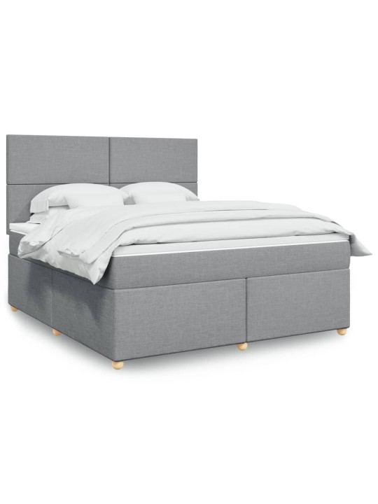 Box spring postel s matrací světle šedá 180 x 200 cm textil