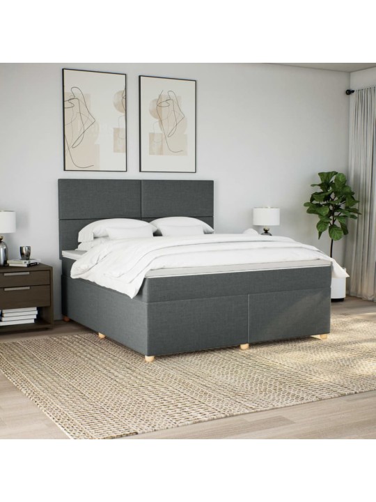 Box spring postel s matrací tmavě šedá 180x200 cm textil