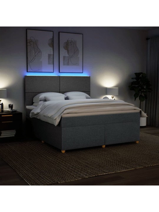 Box spring postel s matrací tmavě šedá 180x200 cm textil