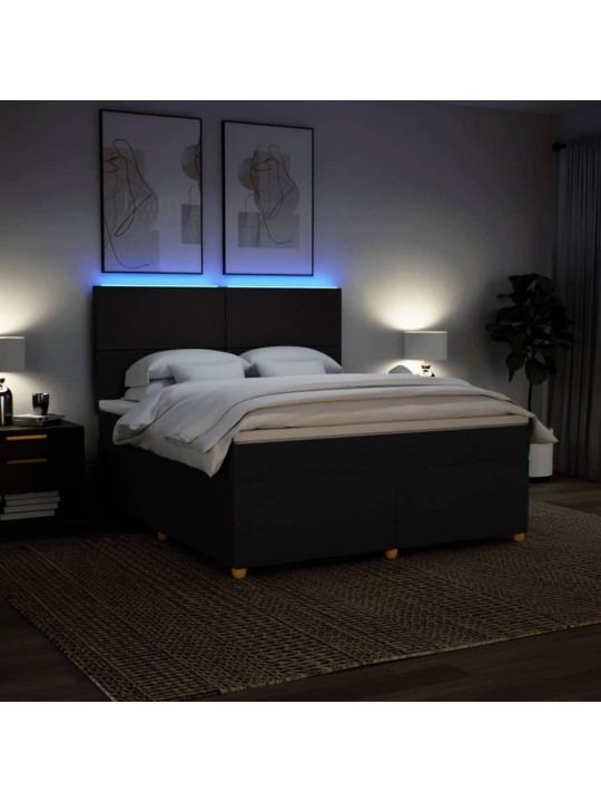 Box spring postel s matrací černá 180x200 cm textil