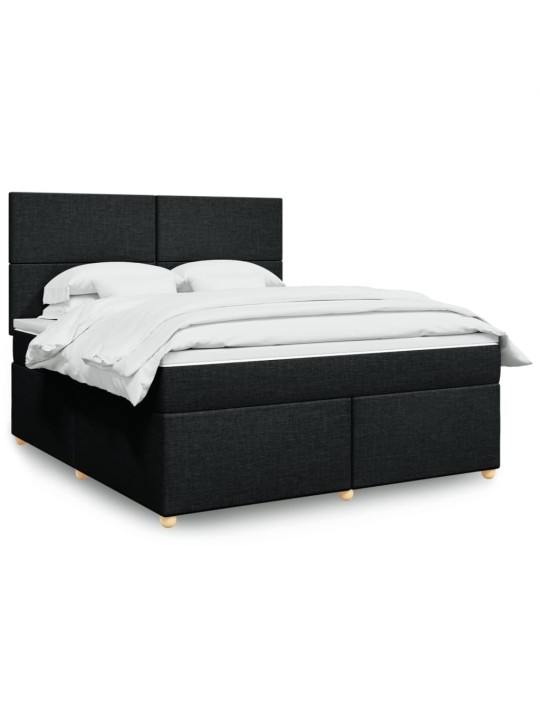 Box spring postel s matrací černá 180x200 cm textil