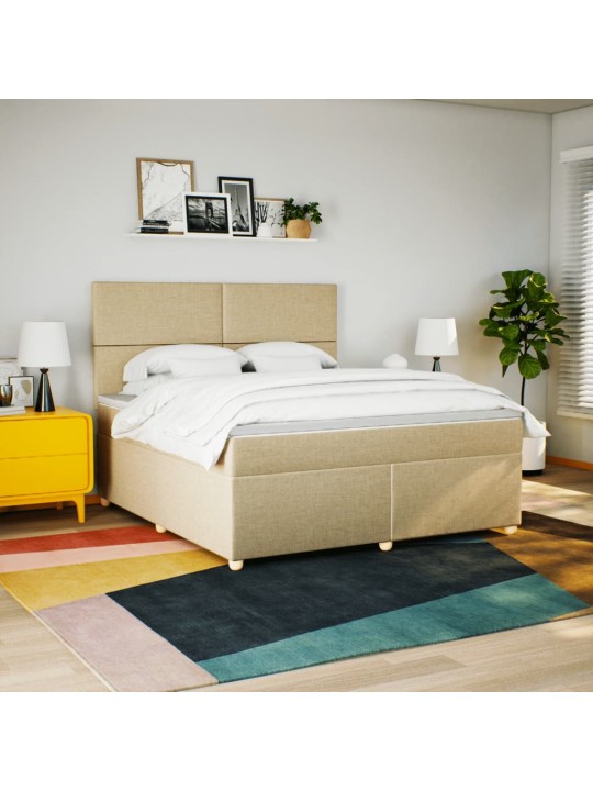 Box spring postel s matrací krémová 180x200 cm textil