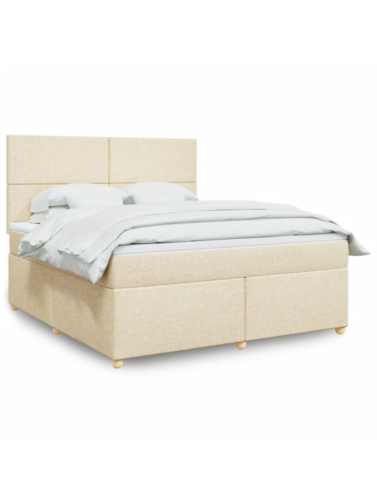 Box spring postel s matrací krémová 180x200 cm textil